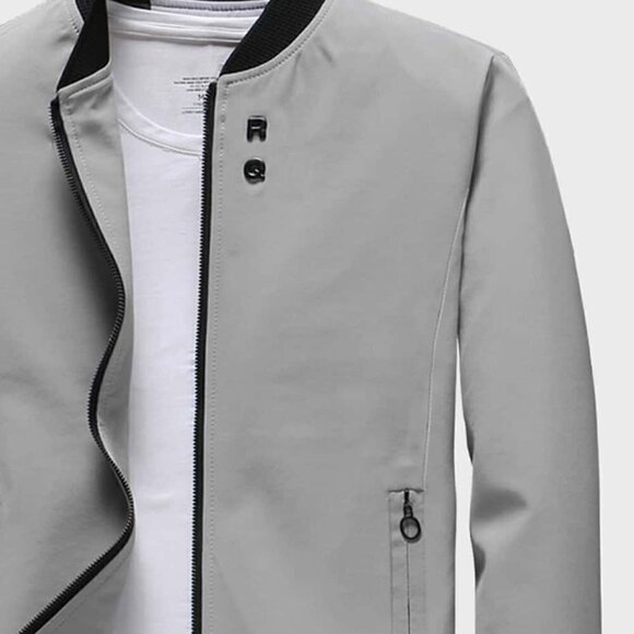 Grey Casual Men Letter Graphic Zip Up Bomber Jacket - Picture 3 of 4